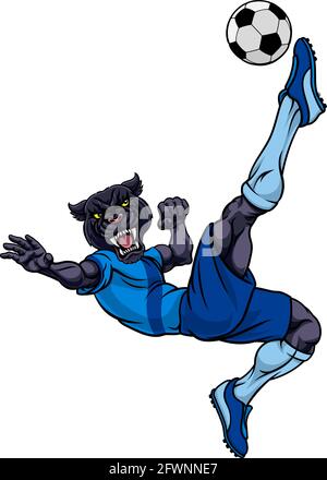 Panther Soccer Football Player mascotte sportive Illustrazione Vettoriale