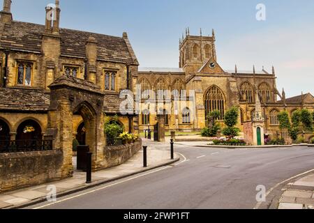 Sherborne Abbey, la Chiesa abbaziale di Santa Maria la Vergine, Chiesa di Sherborne nella contea inglese del Dorset. Foto Stock