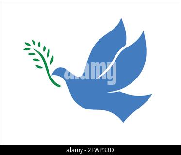 Figura vettoriale silhouette blu Peace Dove Illustrazione Vettoriale