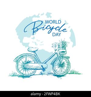 Poster giornata mondiale della bicicletta. Foto Stock