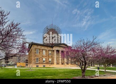 Old Illinois state Capitol in ponteggi a Springfield, Illinois Foto Stock