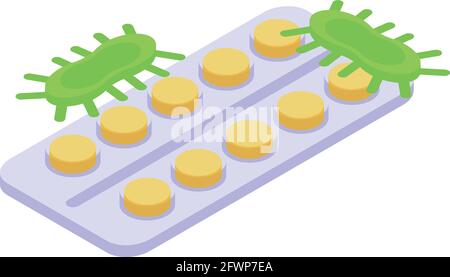 Pillole antibiotico resistenza icona. Isometrica di pillole antibiotico resistenza vettore icona per web design isolato su sfondo bianco Illustrazione Vettoriale