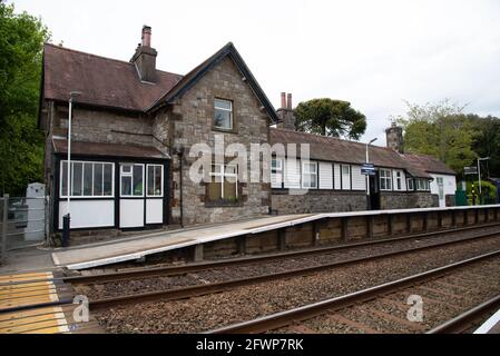 Stazione ferroviaria di Kents Bank, Allithwaite, Grange-over-Sands, Cumbria. Foto Stock