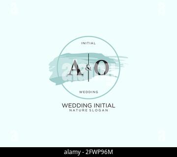 AO Letter Beauty Vector Initial logo, handwriting logo della firma iniziale, matrimonio, moda, gioielli, boutique, floreale e botanico con t creativo Illustrazione Vettoriale
