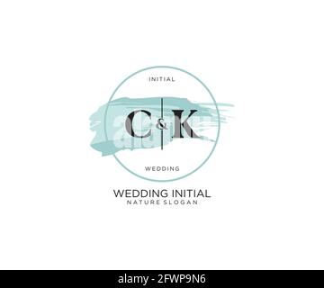 CK Letter Beauty Vector Initial logo, handwriting logo della firma iniziale, matrimonio, moda, gioielli, boutique, floreale e botanico con t creativo Illustrazione Vettoriale