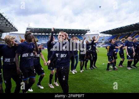 BRUGGE, BELGIO - MAGGIO 23: Noa Lang del Club Brugge durante la partita di jupiler pro League tra Club Brugge e KRC Genk a Jan Breydelstadion il 23 maggio Foto Stock