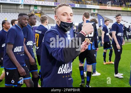 BRUGGE, BELGIO - MAGGIO 23: Noa Lang del Club Brugge durante la partita di jupiler pro League tra Club Brugge e KRC Genk a Jan Breydelstadion il 23 maggio Foto Stock