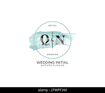 QN Letter Beauty Vector Initial logo, calligrafia logo della firma iniziale, matrimonio, moda, gioielli, boutique, floreale e botanico con t creativo Illustrazione Vettoriale