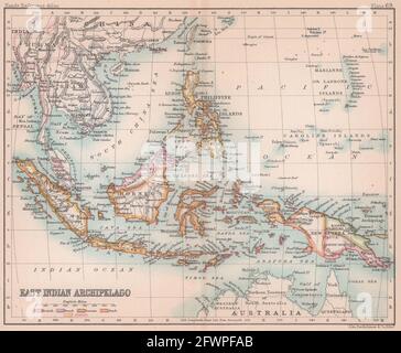 Arcipelago delle Indie Orientali. Indonesia Filippine e Indocina. BARTOLOMEO 1893 mappa Foto Stock