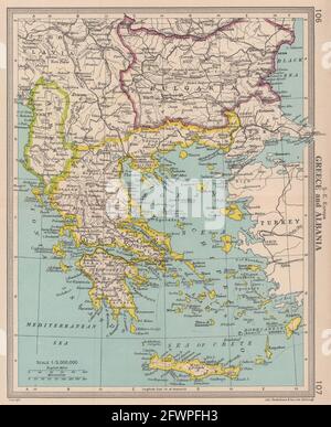 Grecia e Albania. Balcani. Bulgaria. BARTOLOMEO 1949 vecchia mappa vintage Foto Stock