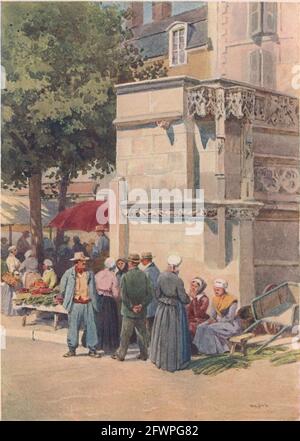 Blois, Louis XII fontana nel mercato. Alex Murray. Loir-et-Cher 1904 Foto Stock