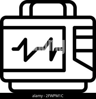 Icona del defibrillatore di soccorso. Icona vettoriale del defibrillatore Outline Rescue per la progettazione Web isolata su sfondo bianco Illustrazione Vettoriale
