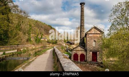 Leawood Pumphouse costruito nel 1849.Cromford Canal, Derbyshire, Inghilterra, Regno Unito Foto Stock