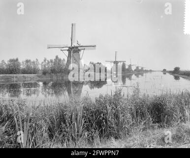 Mills on the Kinderdijk, 1 luglio 1961, MOLENS, Paesi Bassi, foto agenzia stampa del xx secolo, notizie da ricordare, documentario, fotografia storica 1945-1990, storie visive, Storia umana del XX secolo, che cattura momenti nel tempo Foto Stock