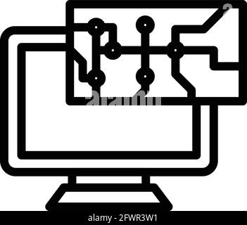 Icona del sistema portatile. Icona vettoriale del sistema laptop Outline per il web design isolato su sfondo bianco Illustrazione Vettoriale