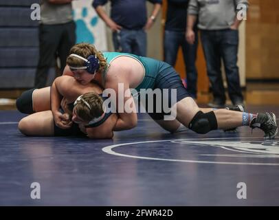 Lotta contro Bonners Ferry e Lake City High School a Coeur d'Alene, Idaho. Foto Stock