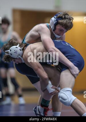 Lotta contro Bonners Ferry e Lake City High School a Coeur d'Alene, Idaho. Foto Stock