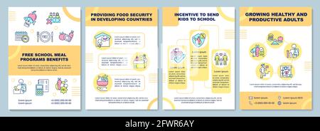 Modello di brochure per i vantaggi dei programmi di pasto gratuito per la scuola Illustrazione Vettoriale