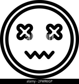 Icona del sorriso spaventoso. Contorno icona vettore sorriso spaventoso per web design isolato su sfondo bianco Illustrazione Vettoriale