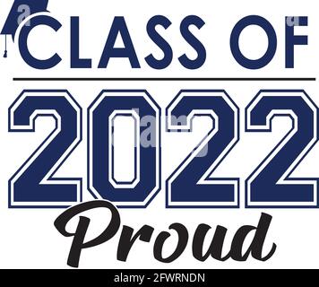 Classe di 2022 Logo ORGOGLIOSO con cappuccio di laurea Illustrazione Vettoriale