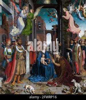 L'Adorazione dei Re di Jan Gossaert (1478-1532), olio su pannelli di quercia, 1510-15 Foto Stock