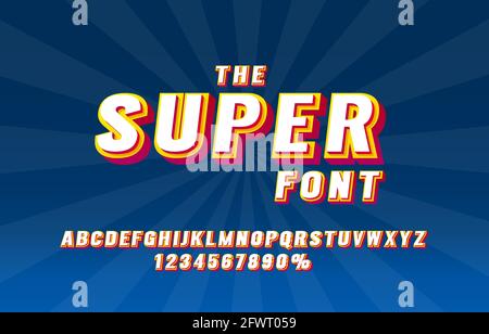 Il simbolo della collezione Super font set, lettere e numeri. Illustrazione vettoriale Illustrazione Vettoriale