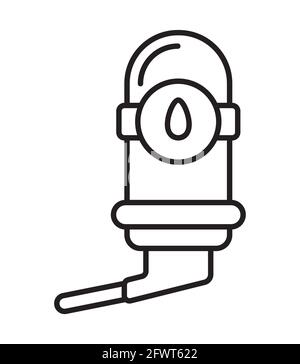 Bicchierino con acqua per animali domestici icona vettore in stile linea. Contenitore con acqua in una gabbia per roditori, topi, pappagalli, ratti. Illustrazione Vettoriale