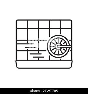 Gabbia per uccelli, pappagalli, topi, criceti in linea icona stile. La ruota, i gradini e le barre sono mostrati. Illustrazione Vettoriale