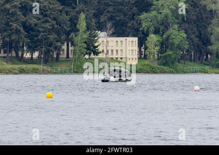 Pesca sul lago americano, Tacoma Washington USA Foto Stock