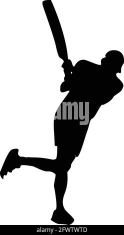 Uomo batting silhouette vettore di gioco di cricket Illustrazione Vettoriale