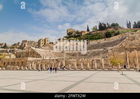 AMMAN, GIORDANIA - 19 MARZO 2017: Veduta del Teatro Romano di Amman. Foto Stock