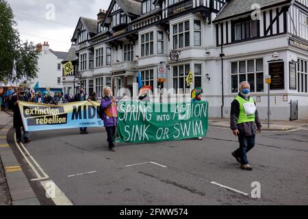 Crisi climatica protesta marzo Chesterfield Derbyshire Regno Unito 2021 Foto Stock