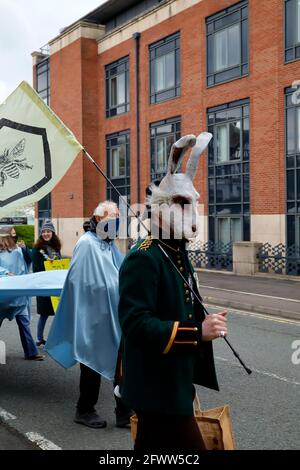 Crisi climatica protesta marzo Chesterfield Derbyshire Regno Unito 2021 Foto Stock