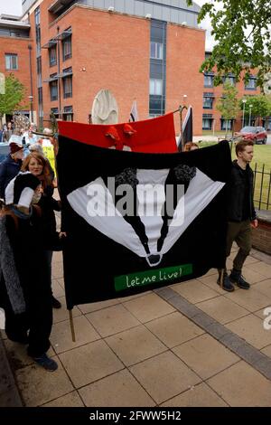 Crisi climatica protesta marzo Chesterfield Derbyshire Regno Unito 2021 Foto Stock