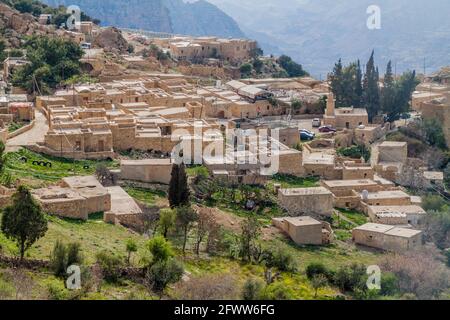 Vista del villaggio di Dana, Giordania Foto Stock