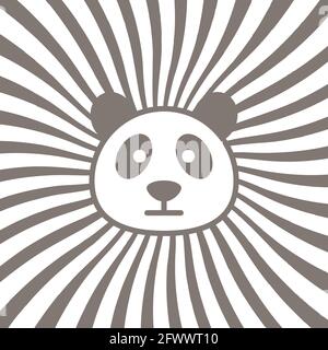 immagine vettoriale con logo panda monocrome Illustrazione Vettoriale