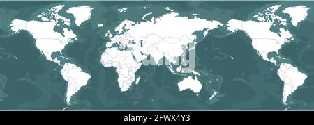 Una mappa del mondo con un panorama globale. Illustrazione Vettoriale