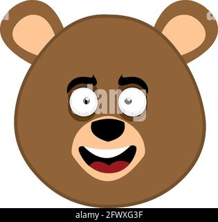 Vettore emoticon illustrazione del volto di un orso cartoon con un'espressione felice Illustrazione Vettoriale