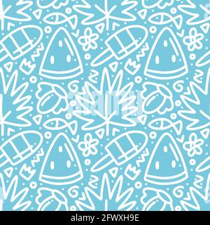 doodle set di menu fresco in estate disegno a mano Illustrazione Vettoriale