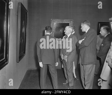 L'ex presidente Truman visita la mostra Rembrandt al Rijksmuseum, 16 giugno 1956, visite, musei, presidenti, dipinti, mostre, Paesi Bassi Foto Stock