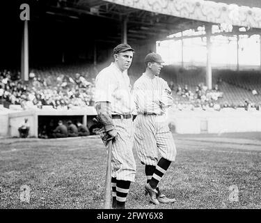 James Otis 'doc' Crandall & Fred Snodgrass, New York Giants, al Polo Grounds New York, 1912. Foto Stock