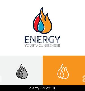 Logo Fire Flame Water Oil Energy Business. Illustrazione Vettoriale