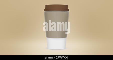 Tazze da caffè realistiche di carta. Collezione 3d rendering Coffee Cup Mock up. Foto Stock