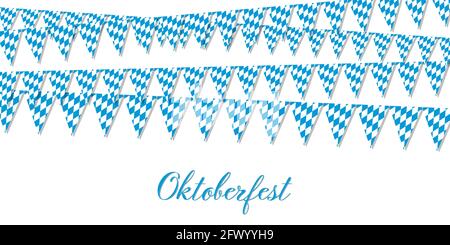 Diversi Oktoberfest 2021 2022 garlands con scacchi blu e bianco modello Illustrazione Vettoriale