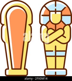 Icona di colore RGB egiziano sarcofago Illustrazione Vettoriale