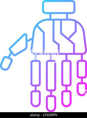 Icona vettore lineare gradiente arto bionico Illustrazione Vettoriale