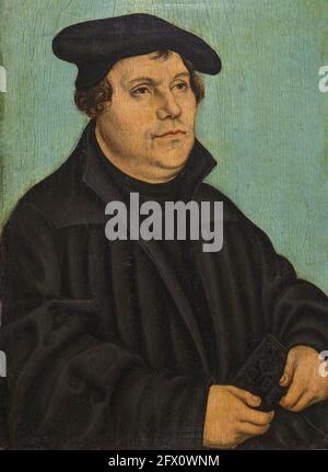 Lucas Cranach il Vecchio, Ritratto di Lutero, 1533, olio su pannelli di quercia, Hermitage, San Pietroburgo, Russia. Foto Stock