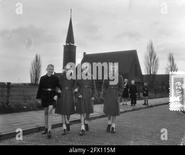 Zwolse vierling Kiffers, 12 anni, Elly, Rini, Dorotea, Han, 25 novembre 1954, multipli, quadruplets, I Paesi Bassi, foto agenzia stampa del XX secolo, notizie da ricordare, documentario, fotografia storica 1945-1990, storie visive, Storia umana del XX secolo, che cattura momenti nel tempo Foto Stock