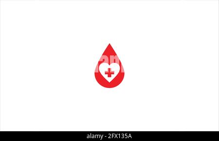 Donor Blood Drop o Vector illustrazione concettuale della donazione di sangue dal logo dell'icona del cuore in un design minimalista Illustrazione Vettoriale