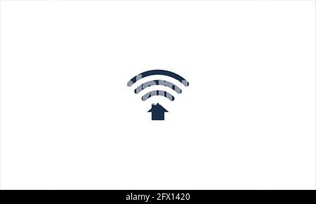 Icona della Casa domestica wireless e Wi-Fi o segno per il telecomando illustrazione del logo di accesso a internet Illustrazione Vettoriale